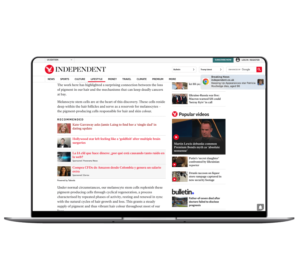 The Independent Adopts Taboola Push for Personalizer Reader Re-engagement