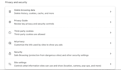 chrome cookie settings