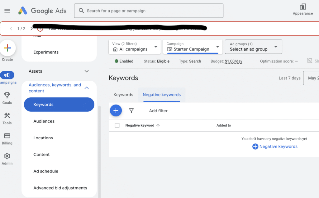 negative keywords