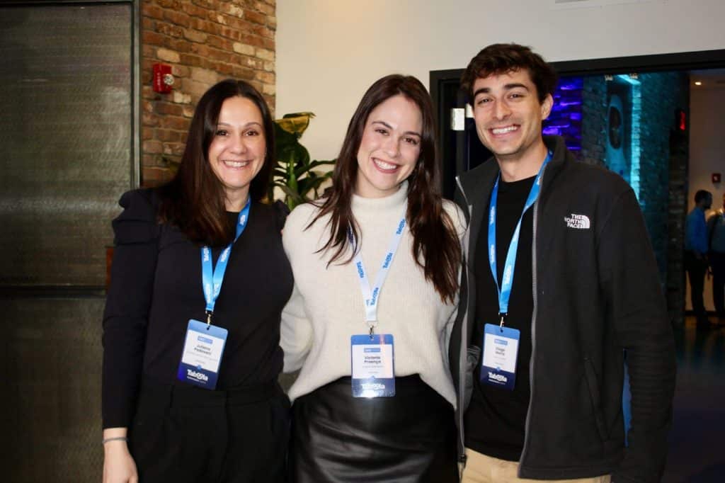 (From left to right) Juliana, Victoria, and Diego at Sales Kick-Off 2025