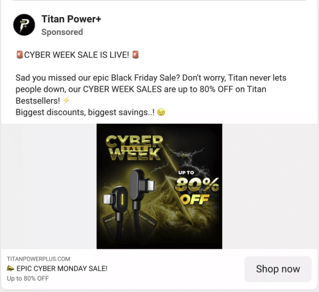 Titan Power + Cyber Monday Ad